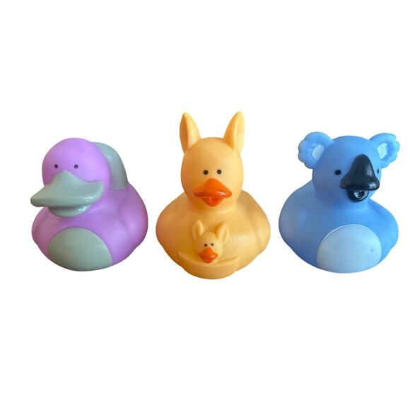 Set of 3 Platypus Kangaroo Koala 2" Rubber Ducks Duckies Jeep Duck Ducked - Picture 1 of 6